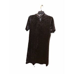 A.B.S Collection Dress Women's Sz 8 Charcoal Velvet Short Sleeve Dress Keyhole